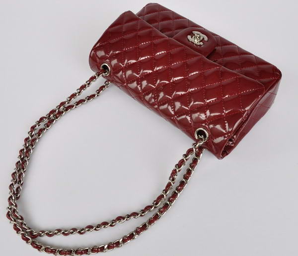 Cheap Chanel 2.55 Series Flap Bag 1112 Maroon Patent Leather Silver Hardware Cheap Chanel 2.55 Series Flap Bag 1112 Maroon Patent Leather Silver Hardware