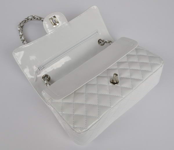 Cheap Chanel 2.55 Series Flap Bag 1112 White Patent Leather Silver Hardware Cheap Chanel 2.55 Series Flap Bag 1112 White Patent Leather Silver Hardware