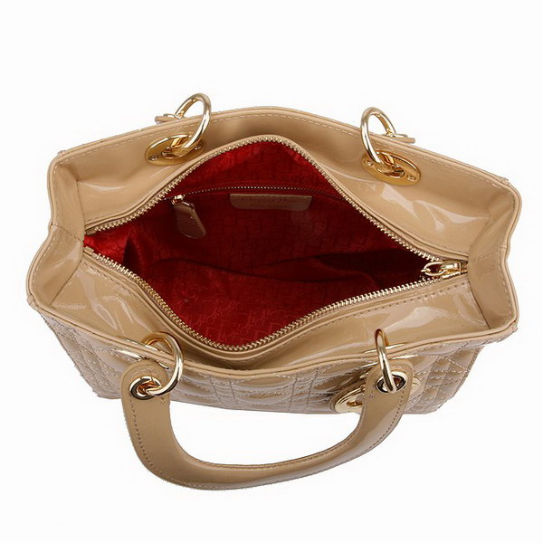 Dior Tote Bags Patent Leather Apricot 6301 Dior Tote Bags Patent Leather Apricot 6301