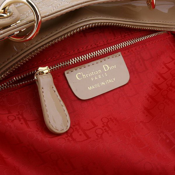 Dior Tote Bags Patent Leather Apricot 6301 Dior Tote Bags Patent Leather Apricot 6301