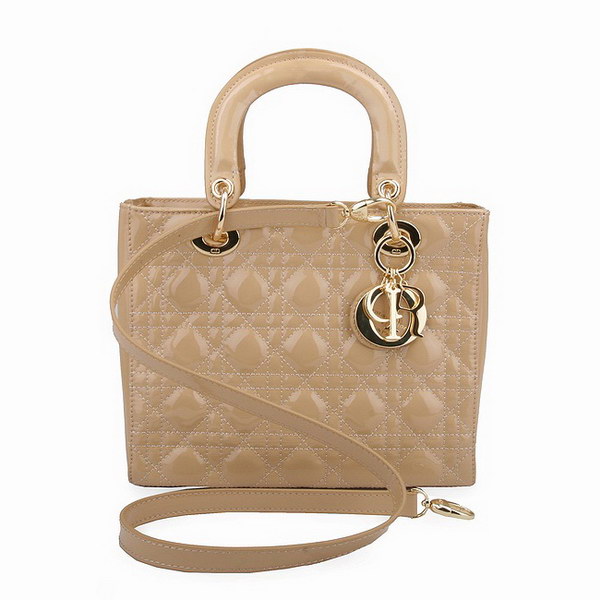 Dior Tote Bags Patent Leather Apricot 6301 Dior Tote Bags Patent Leather Apricot 6301