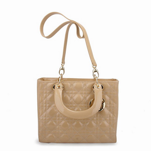 Dior Tote Bags Patent Leather Apricot 6301 Dior Tote Bags Patent Leather Apricot 6301