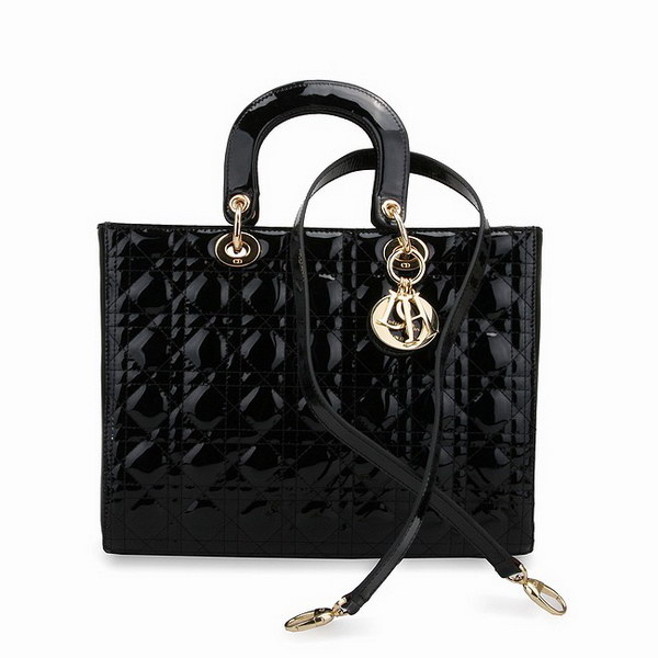 Dior Tote Bags Patent Leather Black 44561 Dior Tote Bags Patent Leather Black 44561