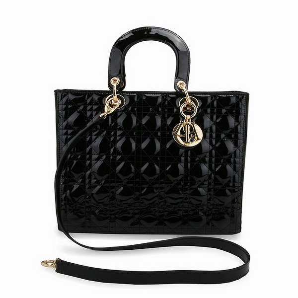 Dior Tote Bags Patent Leather Black 44561 Dior Tote Bags Patent Leather Black 44561