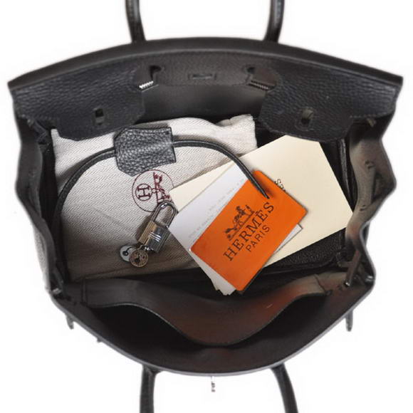 Hermes Birkin 25CM Tote Bags Togo Leather Black Silver Hermes Birkin 25CM Tote Bags Togo Leather Black Silver