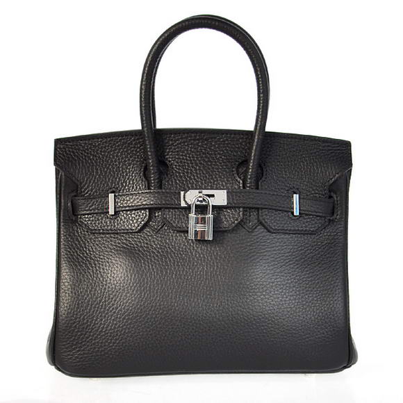 Hermes Birkin 25CM Tote Bags Togo Leather Black Silver Hermes Birkin 25CM Tote Bags Togo Leather Black Silver