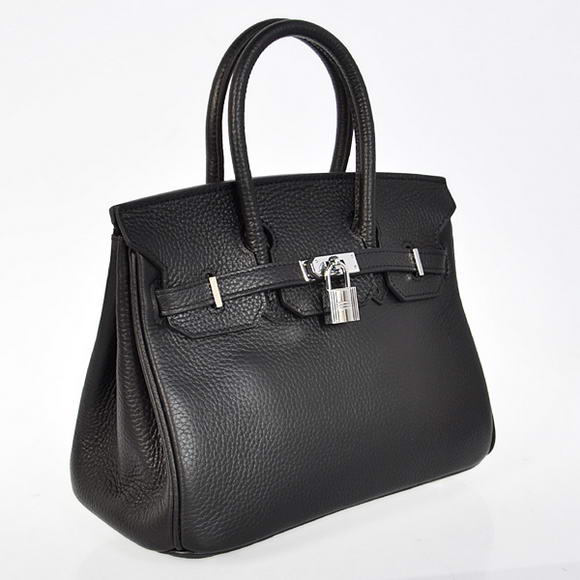 Hermes Birkin 25CM Tote Bags Togo Leather Black Silver Hermes Birkin 25CM Tote Bags Togo Leather Black Silver