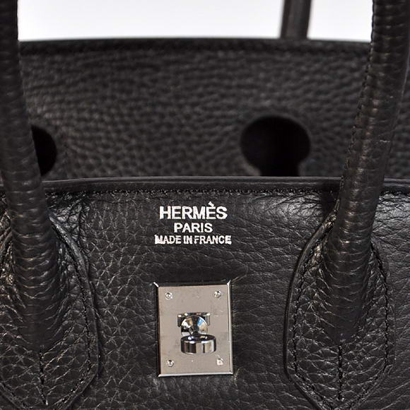 Hermes Birkin 25CM Tote Bags Togo Leather Black Silver Hermes Birkin 25CM Tote Bags Togo Leather Black Silver