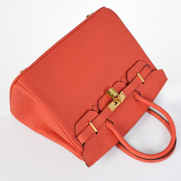 Hermes Birkin 30CM Tote Bags Pompadour Grain Leather Gold