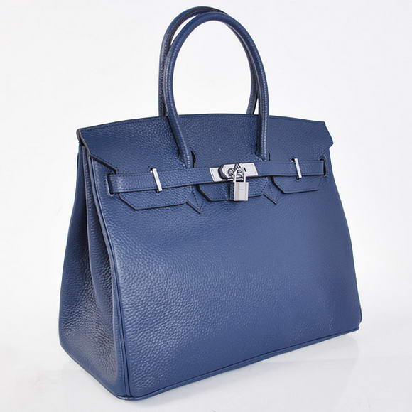 Hermes Birkin 35CM Tote Bags Togo Leather Dark Blue Silver Hermes Birkin 35CM Tote Bags Togo Leather Dark Blue Silver