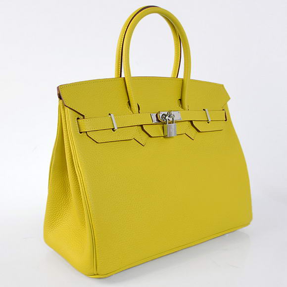 Hermes Birkin 35CM Tote Bags Togo Leather Lemon Silver Hermes Birkin 35CM Tote Bags Togo Leather Lemon Silver