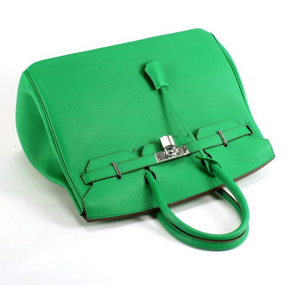Hermes Birkin 35CM Smooth Leather Handbag 6089 Dark Green Silver Hermes Birkin 35CM Smooth Leather Handbag 6089 Dark Green Silver