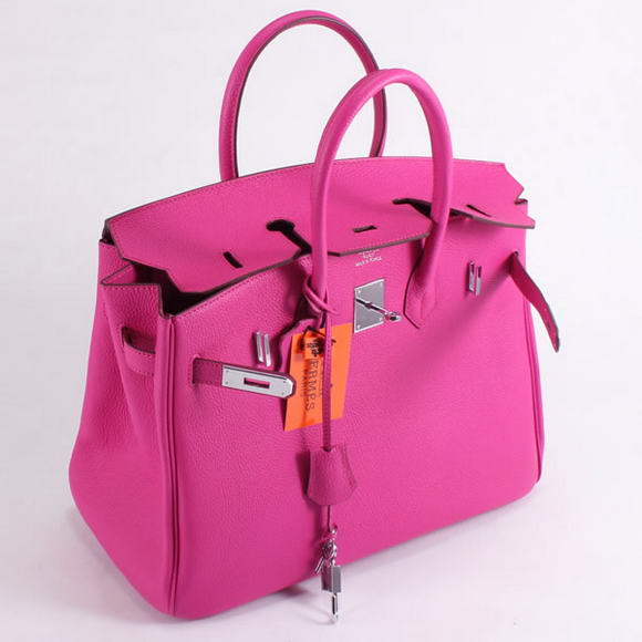 Hermes Birkin 35CM Smooth Leather Handbag 6089 Rose Silver Hermes Birkin 35CM Smooth Leather Handbag 6089 Rose Silver