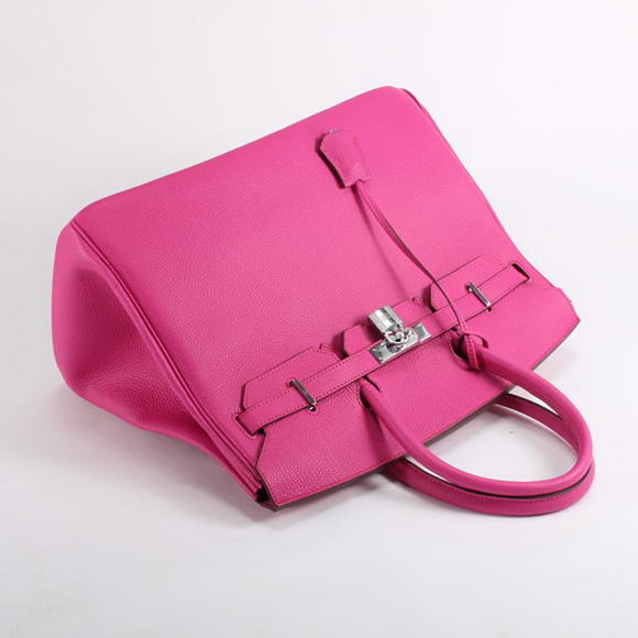 Hermes Birkin 35CM Smooth Leather Handbag 6089 Rose Silver Hermes Birkin 35CM Smooth Leather Handbag 6089 Rose Silver