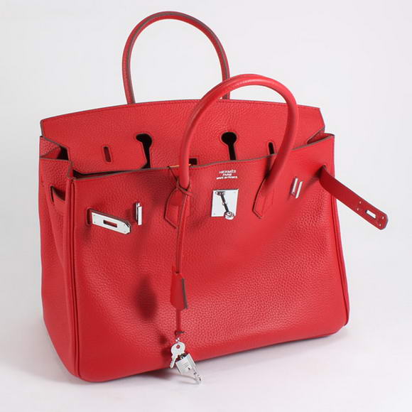Hermes Birkin 35CM Togo Leather Handbag 6089 Red Silver Hermes Birkin 35CM Togo Leather Handbag 6089 Red Silver