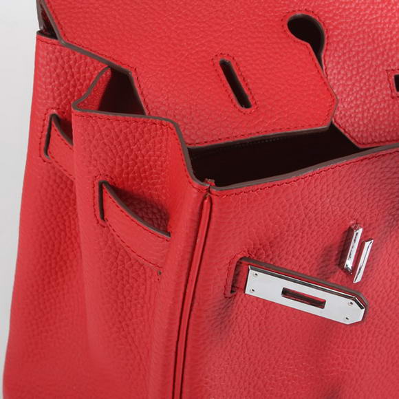 Hermes Birkin 35CM Togo Leather Handbag 6089 Red Silver Hermes Birkin 35CM Togo Leather Handbag 6089 Red Silver