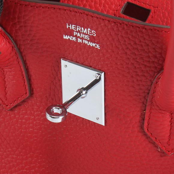 Hermes Birkin 35CM Togo Leather Handbag 6089 Red Silver Hermes Birkin 35CM Togo Leather Handbag 6089 Red Silver