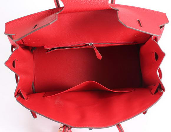 Hermes Birkin 35CM Togo Leather Handbag 6089 Red Silver Hermes Birkin 35CM Togo Leather Handbag 6089 Red Silver