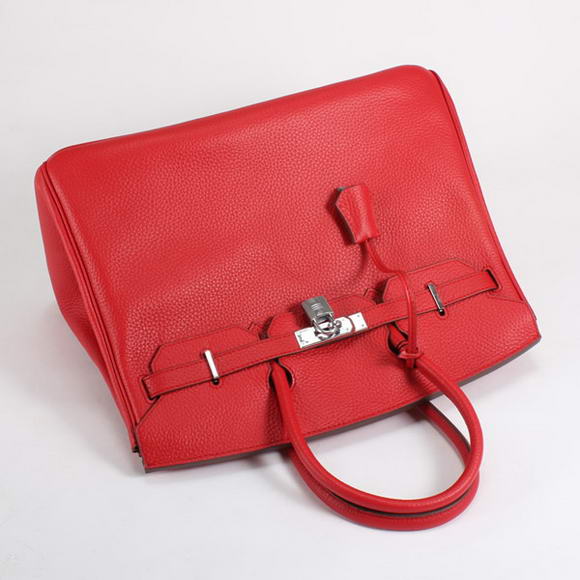 Hermes Birkin 35CM Togo Leather Handbag 6089 Red Silver Hermes Birkin 35CM Togo Leather Handbag 6089 Red Silver