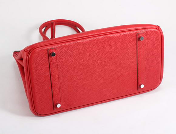 Hermes Birkin 35CM Togo Leather Handbag 6089 Red Silver Hermes Birkin 35CM Togo Leather Handbag 6089 Red Silver