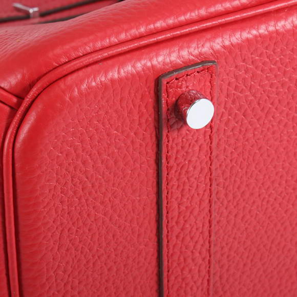 Hermes Birkin 35CM Togo Leather Handbag 6089 Red Silver Hermes Birkin 35CM Togo Leather Handbag 6089 Red Silver