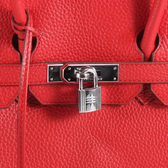 Hermes Birkin 35CM Togo Leather Handbag 6089 Red Silver Hermes Birkin 35CM Togo Leather Handbag 6089 Red Silver