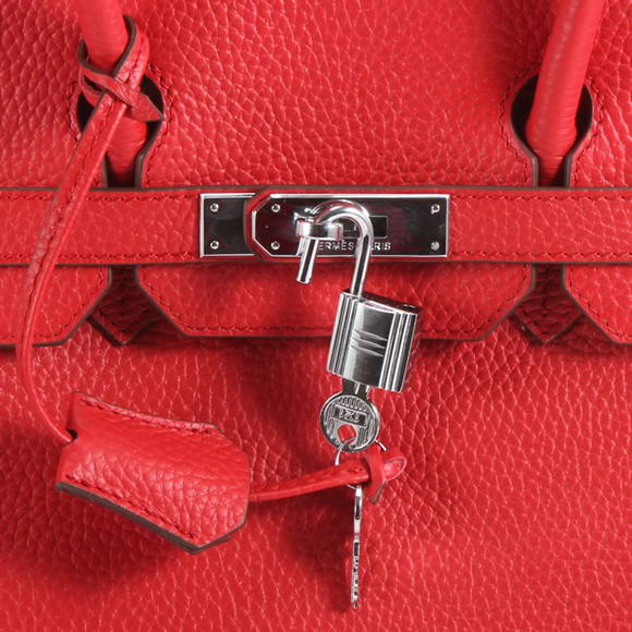 Hermes Birkin 35CM Togo Leather Handbag 6089 Red Silver Hermes Birkin 35CM Togo Leather Handbag 6089 Red Silver