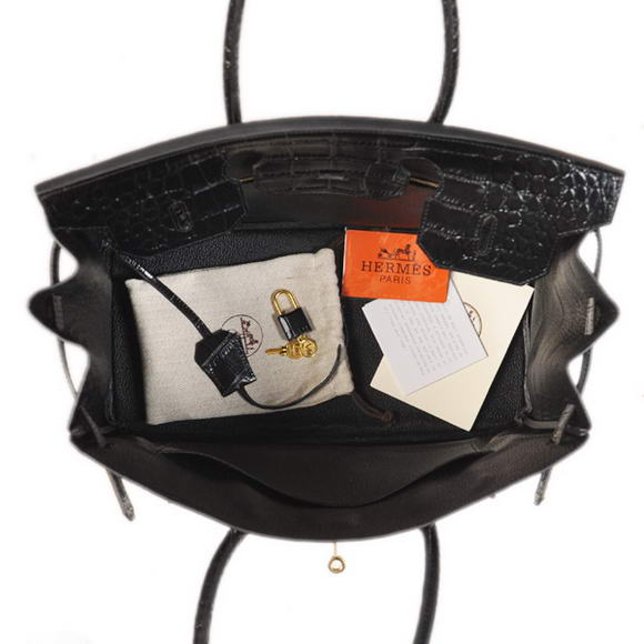 Hermes Birkin 35CM Tote Bags Crocodile Togo Leather Black Golden Hermes Birkin 35CM Tote Bags Crocodile Togo Leather Black Golden