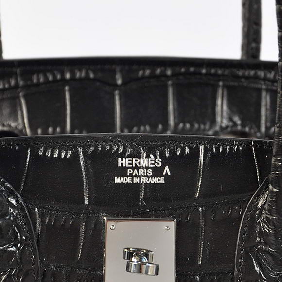 Hermes Birkin 35CM Tote Bags Crocodile Togo Leather Black Silver Hermes Birkin 35CM Tote Bags Crocodile Togo Leather Black Silver