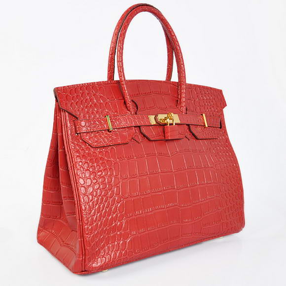 Hermes Birkin 35CM Tote Bags Crocodile Togo Leather Red Golden Hermes Birkin 35CM Tote Bags Crocodile Togo Leather Red Golden