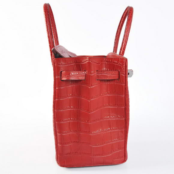 Hermes Birkin 35CM Tote Bags Crocodile Togo Leather Red Silver Hermes Birkin 35CM Tote Bags Crocodile Togo Leather Red Silver
