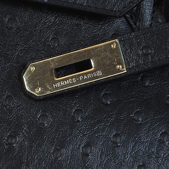 Hermes Birkin 35CM Tote Bags Ostrich Togo Leather Black Golden Hermes Birkin 35CM Tote Bags Ostrich Togo Leather Black Golden