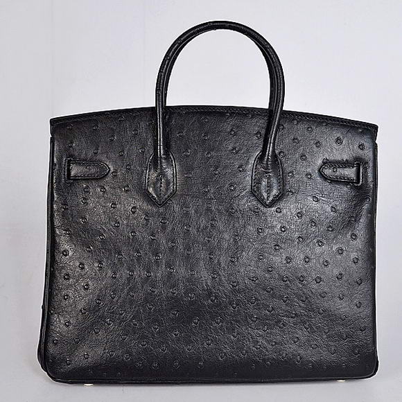 Hermes Birkin 35CM Tote Bags Ostrich Togo Leather Black Silver Hermes Birkin 35CM Tote Bags Ostrich Togo Leather Black Silver