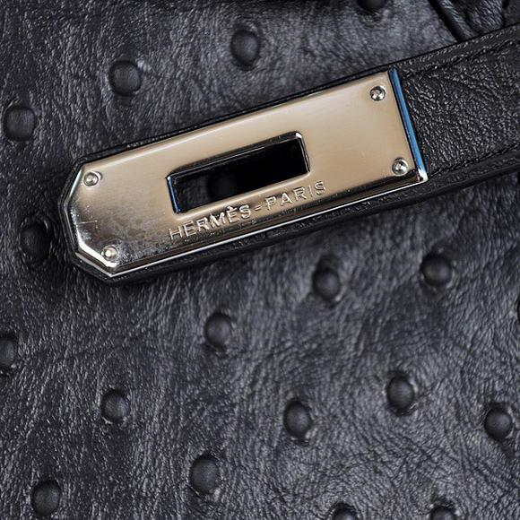Hermes Birkin 35CM Tote Bags Ostrich Togo Leather Black Silver Hermes Birkin 35CM Tote Bags Ostrich Togo Leather Black Silver