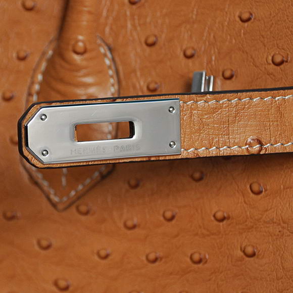 Hermes Birkin 35CM Tote Bags Ostrich Togo Leather Ocher Silver Hermes Birkin 35CM Tote Bags Ostrich Togo Leather Ocher Silver