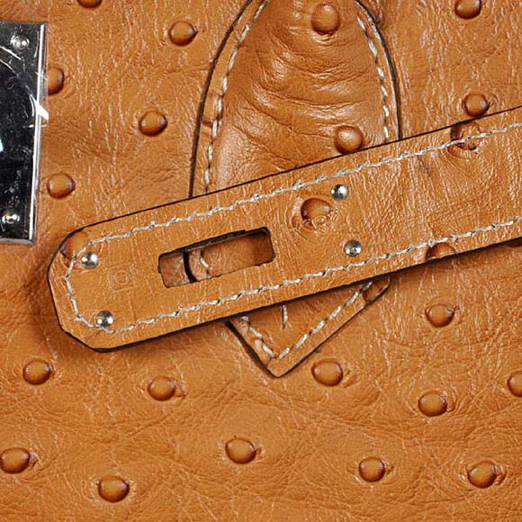 Hermes Birkin 35CM Tote Bags Ostrich Togo Leather Ocher Silver Hermes Birkin 35CM Tote Bags Ostrich Togo Leather Ocher Silver