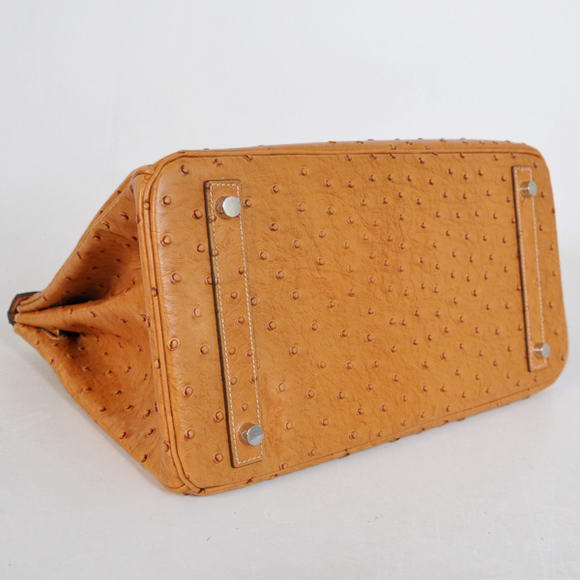 Hermes Birkin 35CM Tote Bags Ostrich Togo Leather Ocher Silver Hermes Birkin 35CM Tote Bags Ostrich Togo Leather Ocher Silver