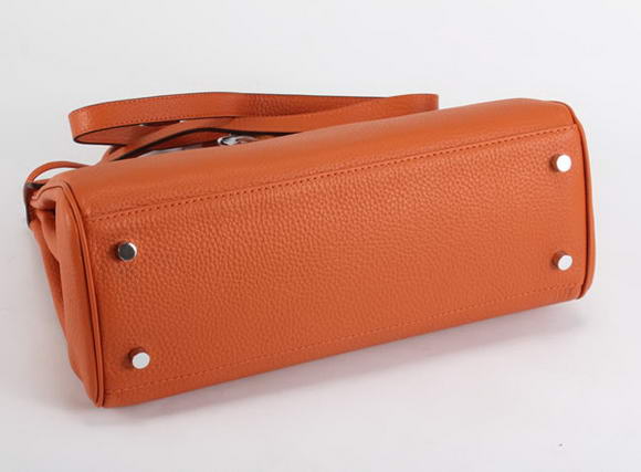 Hermes Kelly 32cm Togo Leather Handbags 6018 Orange Silver Hermes Kelly 32cm Togo Leather Handbags 6018 Orange Silver