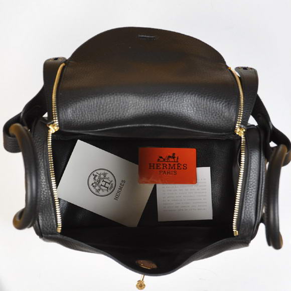 Hermes Lindy 30CM Havanne Handbags 1057 Black Leather Golden Hardware Hermes Lindy 30CM Havanne Handbags 1057 Black Leather Golden Hardware