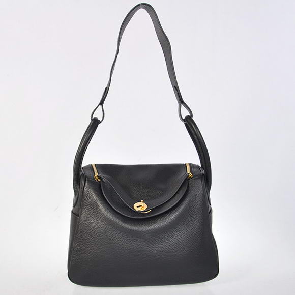 Hermes Lindy 30CM Havanne Handbags 1057 Black Leather Golden Hardware Hermes Lindy 30CM Havanne Handbags 1057 Black Leather Golden Hardware