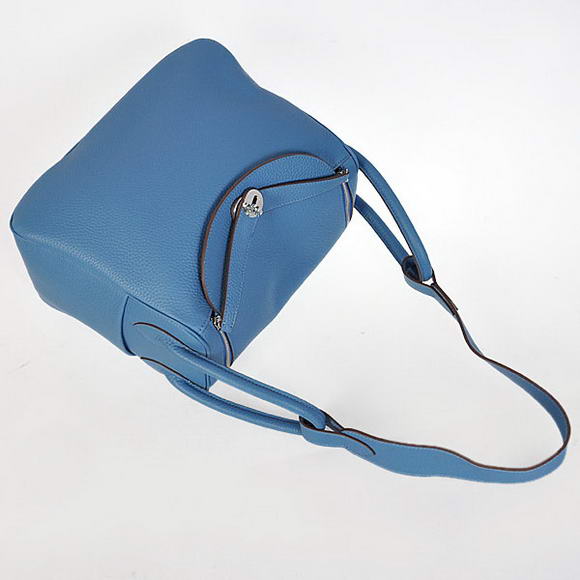 Hermes Lindy 30CM Havanne Handbags 1057 Blue Leather Silver Hardware Hermes Lindy 30CM Havanne Handbags 1057 Blue Leather Silver Hardware