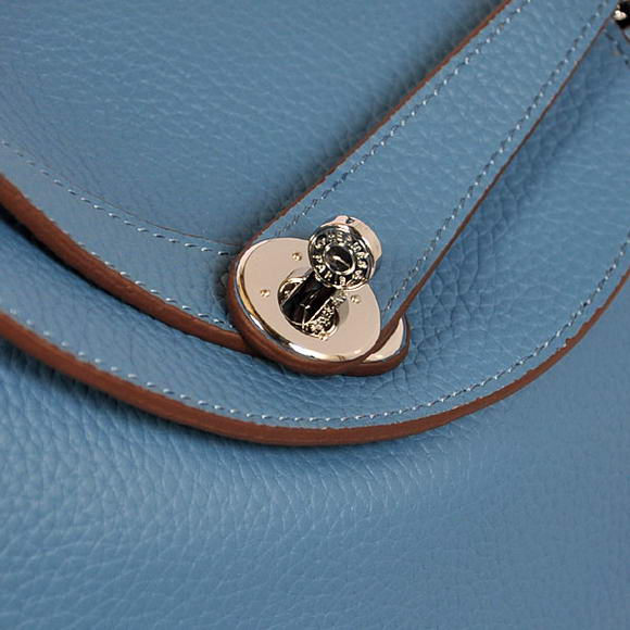 Hermes Lindy 30CM Havanne Handbags 1057 Blue Leather Silver Hardware Hermes Lindy 30CM Havanne Handbags 1057 Blue Leather Silver Hardware