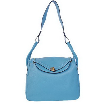 Hermes Lindy 30CM Havanne Handbags 1057 Light Blue Leather Golden Hardware Hermes Lindy 30CM Havanne Handbags 1057 Light Blue Leather Golden Hardware