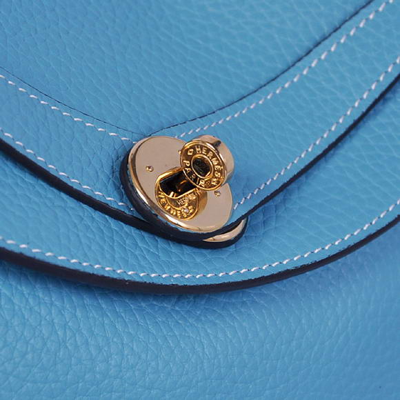 Hermes Lindy 30CM Havanne Handbags 1057 Light Blue Leather Golden Hardware Hermes Lindy 30CM Havanne Handbags 1057 Light Blue Leather Golden Hardware