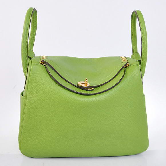 Hermes Lindy 30CM Havanne Handbags 1057 Light Green Leather Golden Hardware Hermes Lindy 30CM Havanne Handbags 1057 Light Green Leather Golden Hardware