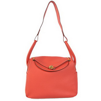 Hermes Lindy 30CM Havanne Handbags 1057 Light Red Leather Golden Hardware Hermes Lindy 30CM Havanne Handbags 1057 Light Red Leather Golden Hardware