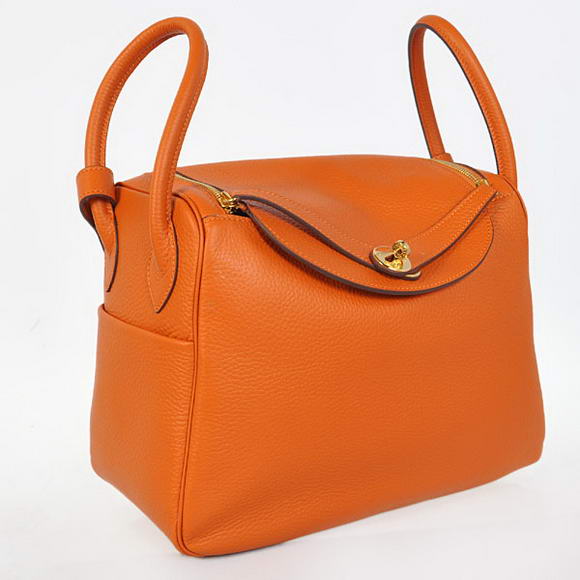 Hermes Lindy 30CM Havanne Handbags 1057 Orange Leather Golden Hardware Hermes Lindy 30CM Havanne Handbags 1057 Orange Leather Golden Hardware