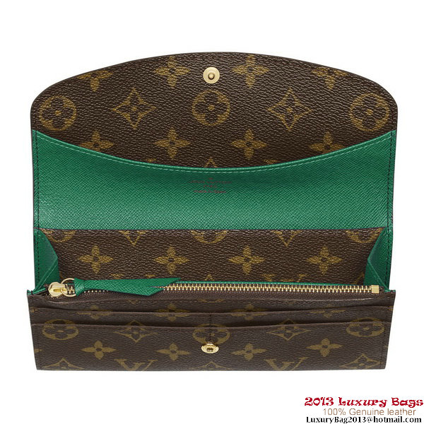 Louis Vuitton M60137 Monogram Canvas Emilie Wallet Vert Louis Vuitton M60137 Monogram Canvas Emilie Wallet Vert