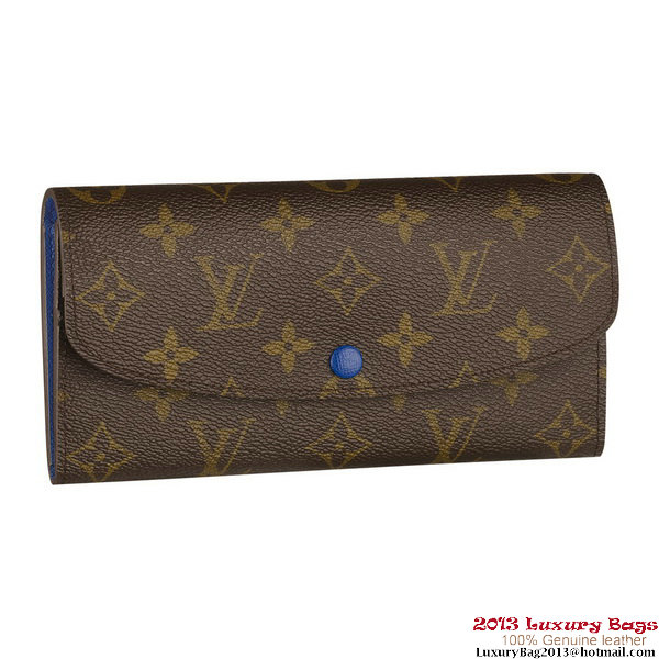 Louis Vuitton M60138 Monogram Canvas Emilie Wallet Bleu