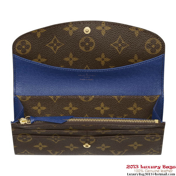 Louis Vuitton M60138 Monogram Canvas Emilie Wallet Bleu Louis Vuitton M60138 Monogram Canvas Emilie Wallet Bleu